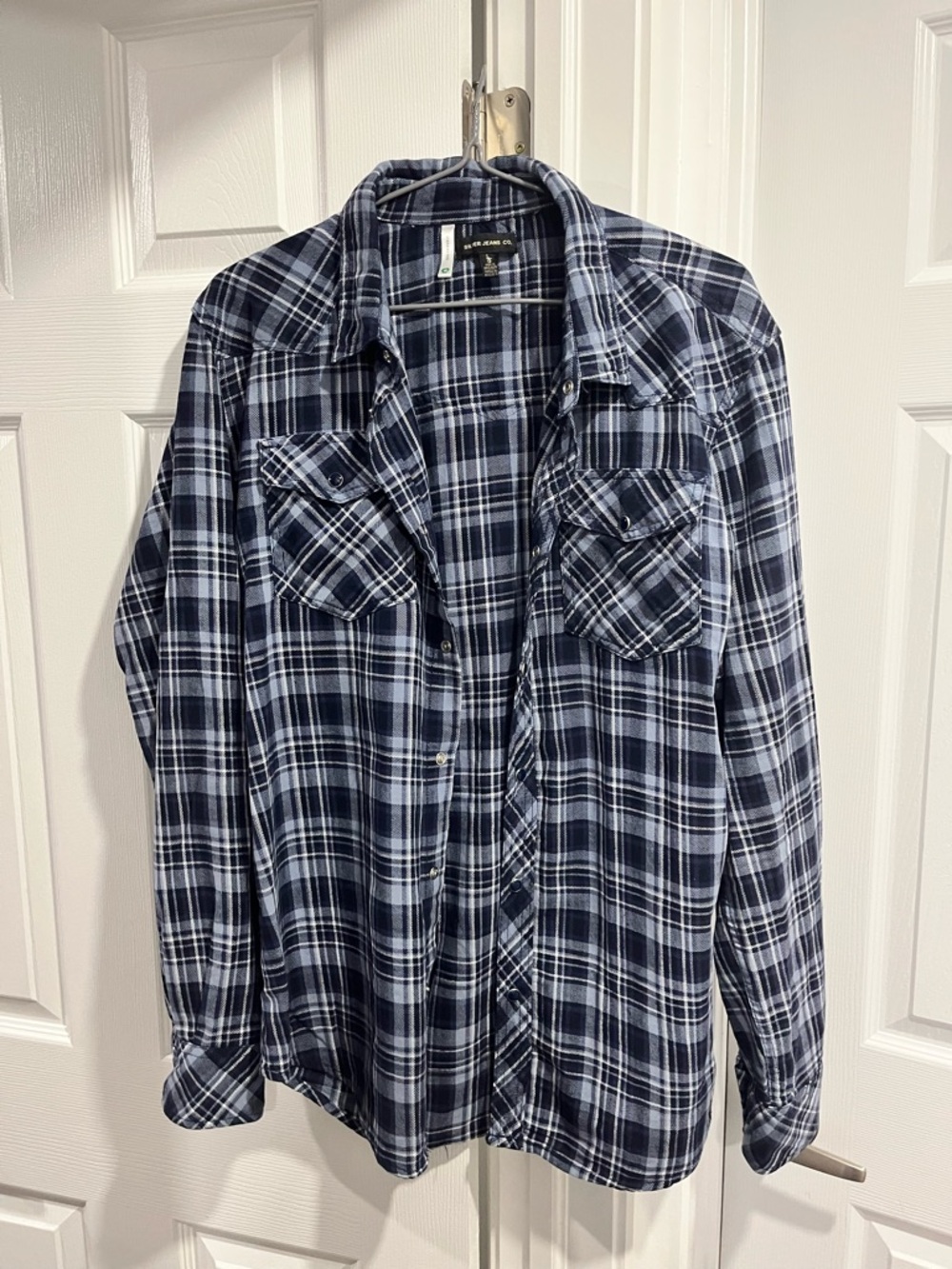 Men's Large Western Plaid Flannel Button-Up Shirt